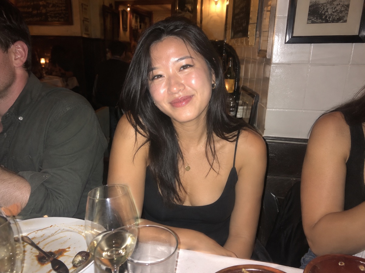 Before: cramped restaurant, flash on, half the table